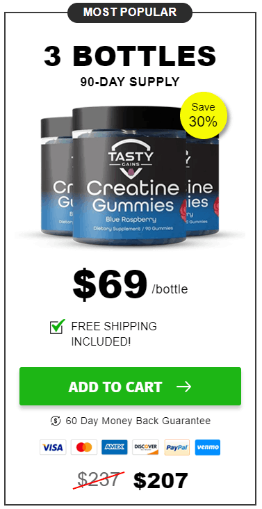 Buy Tasty Gaines Creatine Gummies 3 Bottles